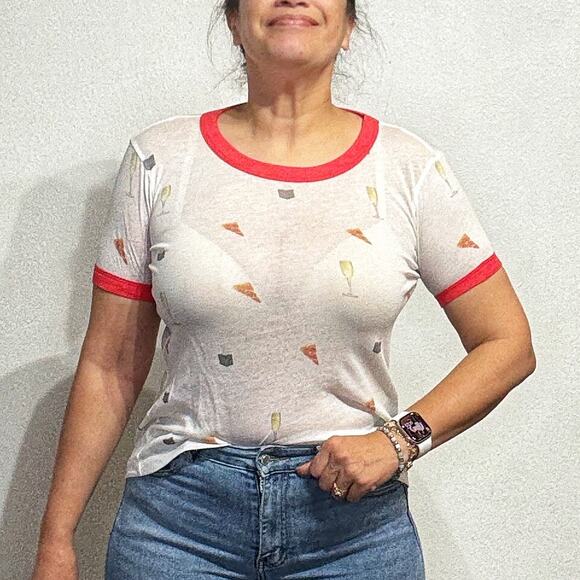 Wildfox White Cocktails Short Sleeve Tee Sz S - Picture 1 of 10